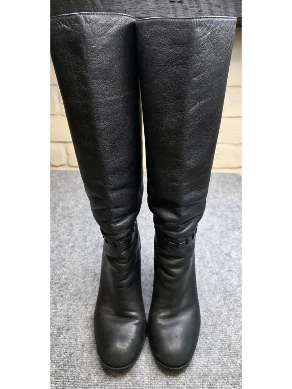 Tory Burch Contraire Block Heel Leather Boot Black Size 9 - Picture 2 of 15